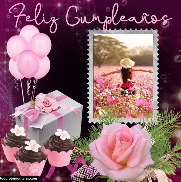 Remolque diseño pueblo ✓ Mejores fotomontajes de cumpleaños con flores