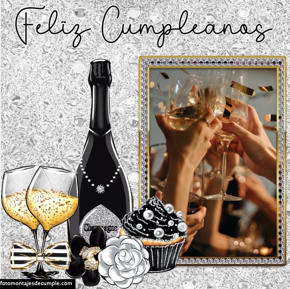 Fotomontajes de cumple con copas champagne