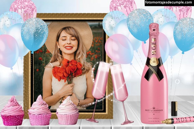 Fotomontajes de feliz cumpleaños con color rosa
