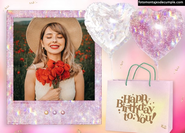 Fotomontajes de feliz cumpleaños con color rosa