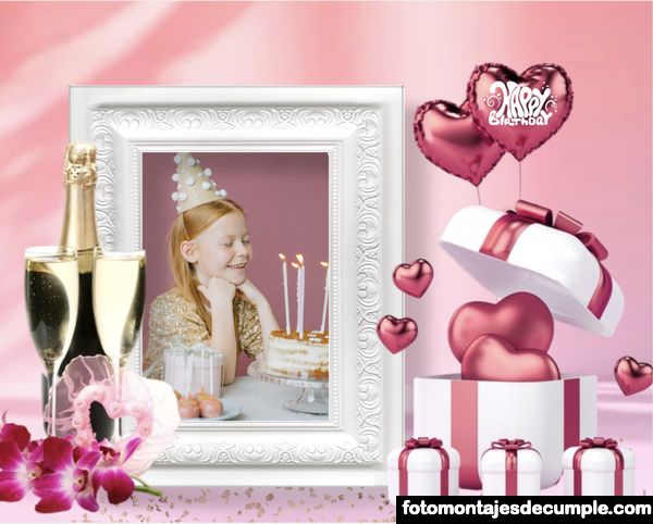 Fotomontajes de cumpleaños color rosa