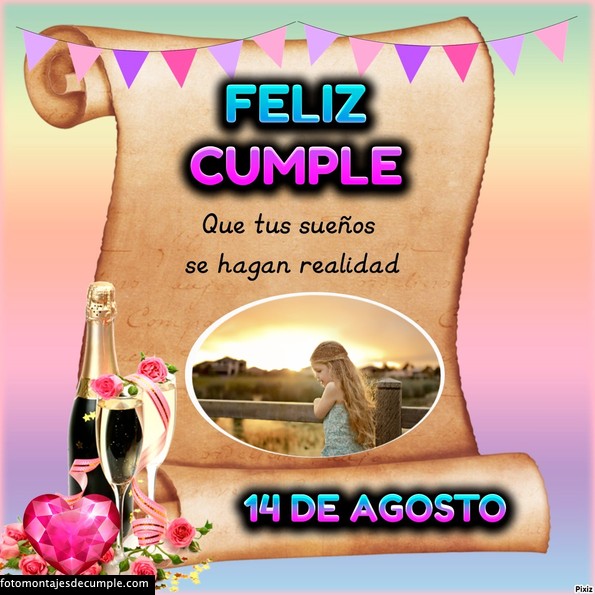 Fotomontajes de cumpleaños para mi foto con los días de Agosto 45 Fotomontajes de feliz cumpleaños dias de agosto