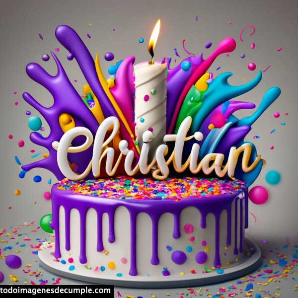 Imagenes feliz cumple pastel nombre christian
