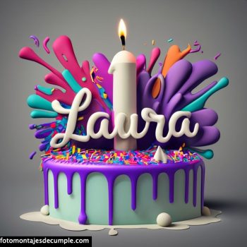 imagen con pastel de cumple laura