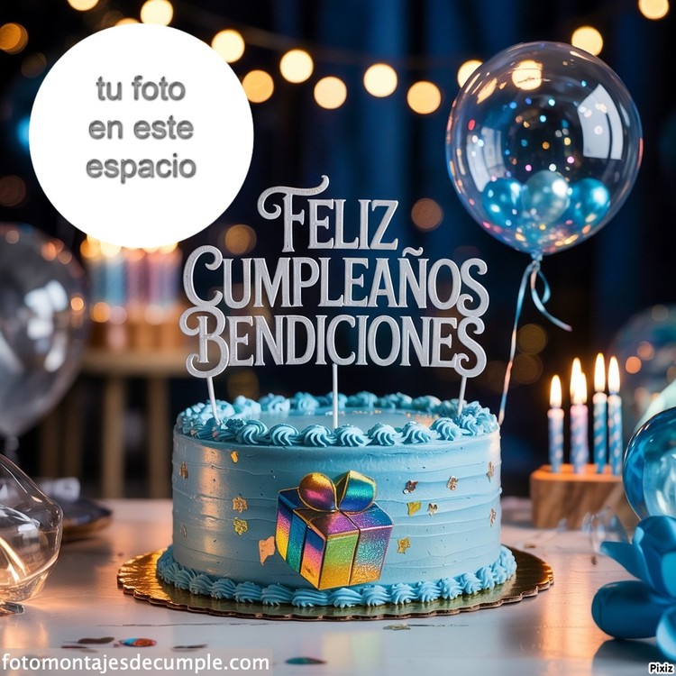 marcos de fotos cumpleaños y bendiciones con pastel