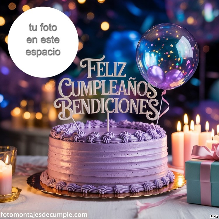 marcos de fotos cumpleaños y bendiciones con pastel