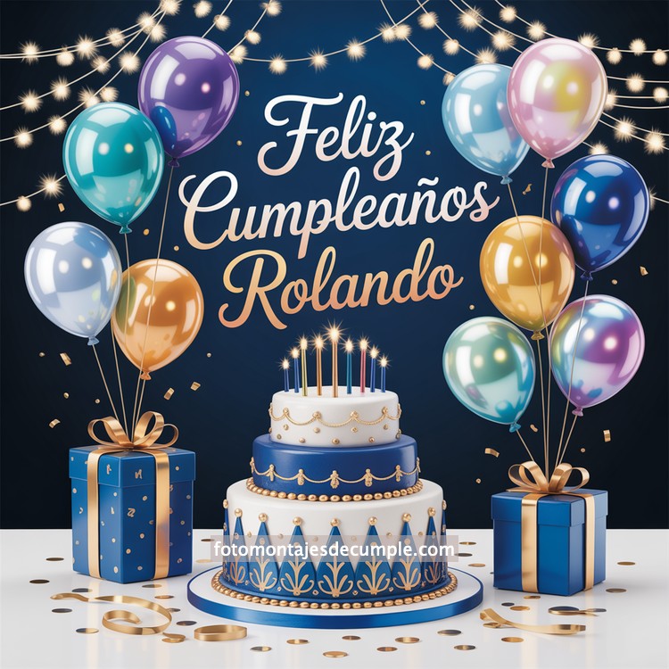 nombres feliz cumple para hombre con pastel y globos