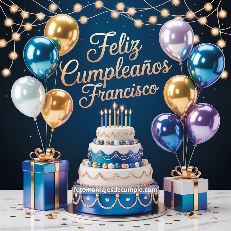 nombres feliz cumple para hombre con pastel y globos