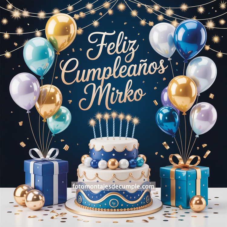 nombres feliz cumple para hombre con pastel y globos