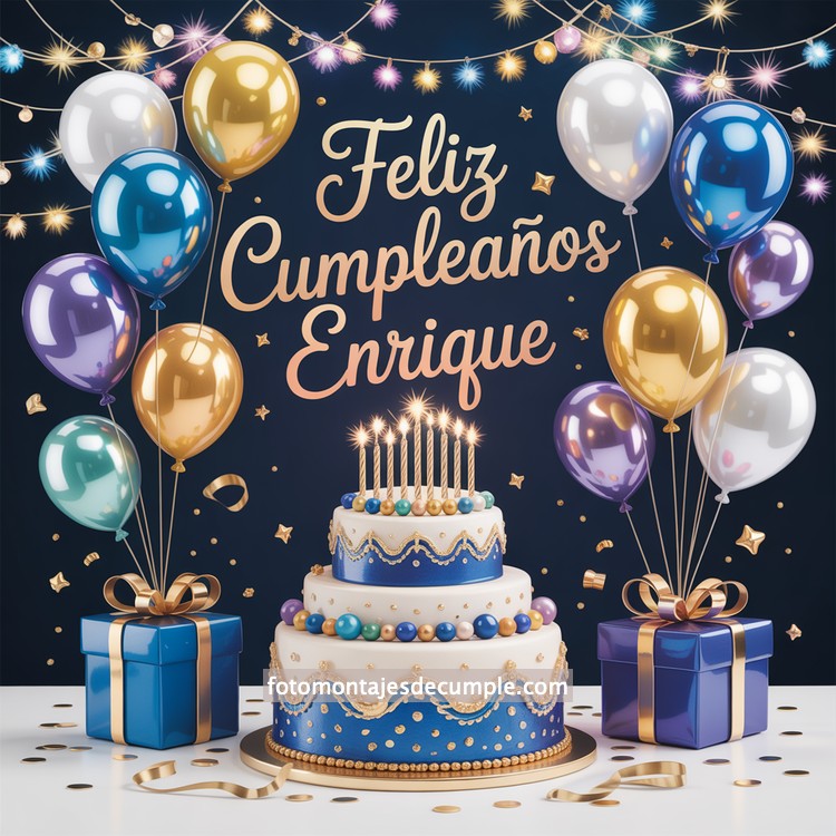 nombres feliz cumple para hombre con pastel y globos